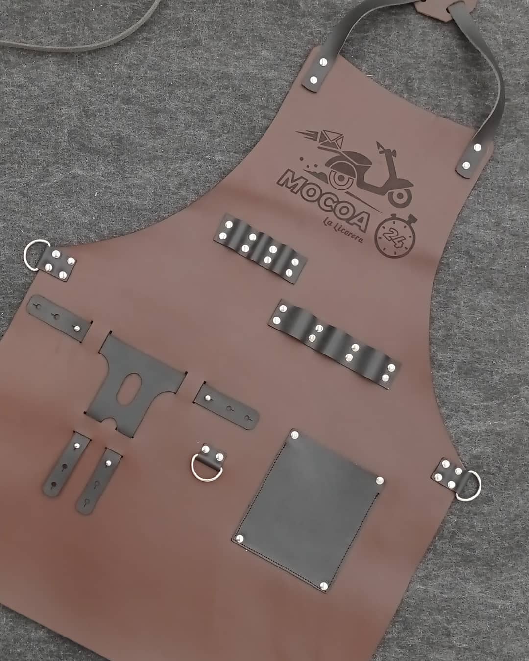 Delantal de cuero para taller, personalizado