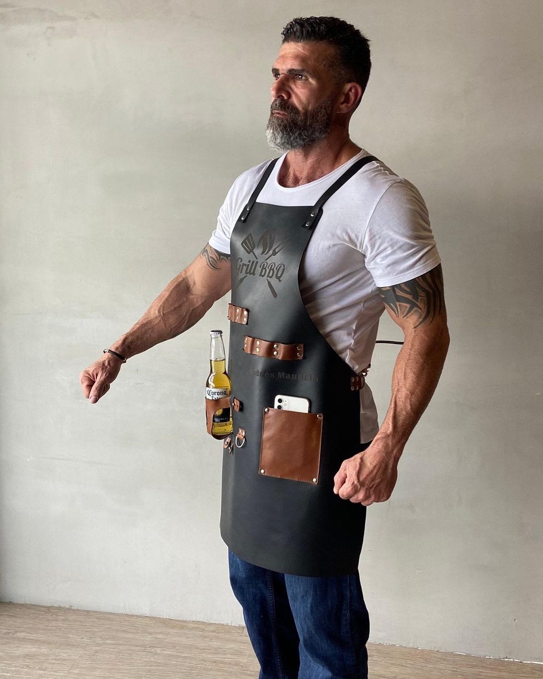 Delantal de cuero para asado, personalizado - foto 5