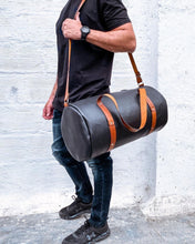 Load image into Gallery viewer, BLACK LEATHER DUFFEL BAG