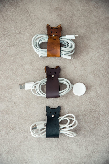 Organizadores de cable en cuero (x3)
