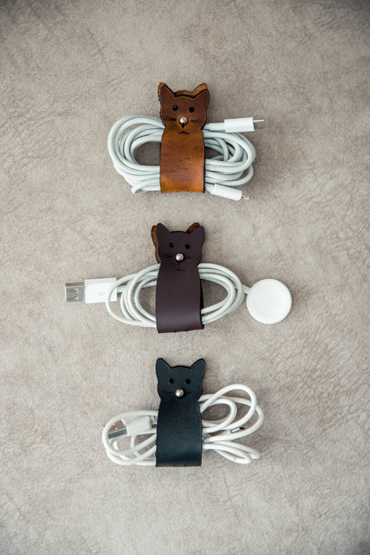 Organizadores de cable en cuero (x3)
