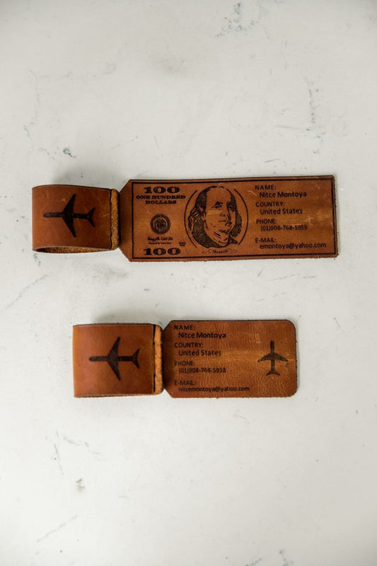 Tag de cuero para maleta personalizado