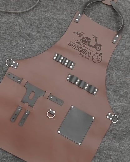 Delantal de cuero para taller, personalizado