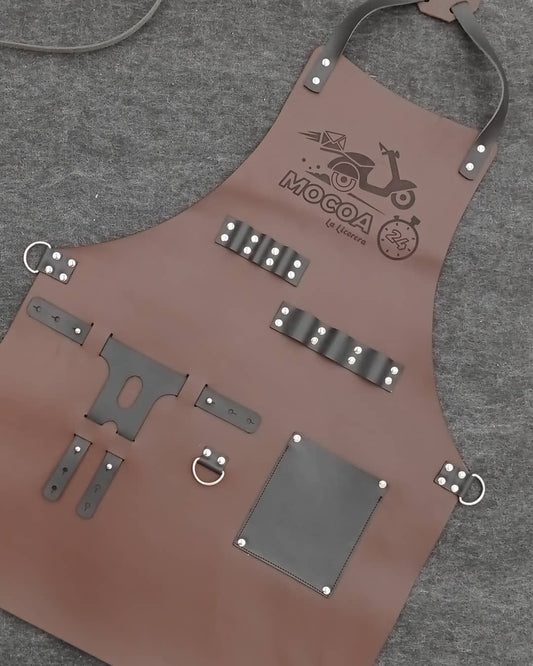 Delantal de cuero para taller, personalizado