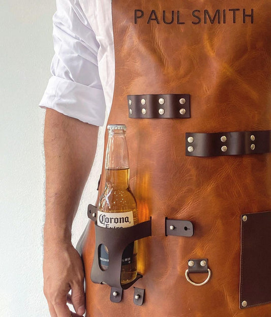 Delantal de cuero para asado, personalizado