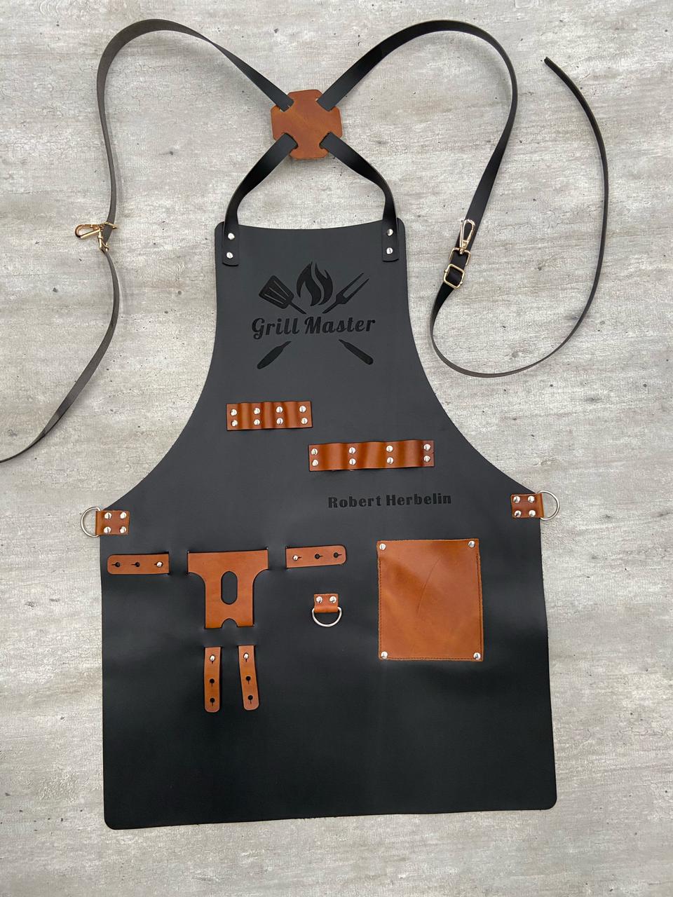 HERITAGE BLACK LEATHER APRON